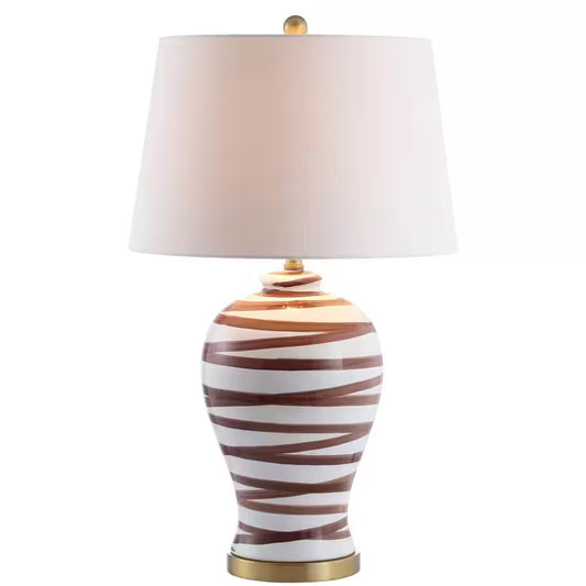 Joelie 29 In. Brown/White Ceramic Table Lamp