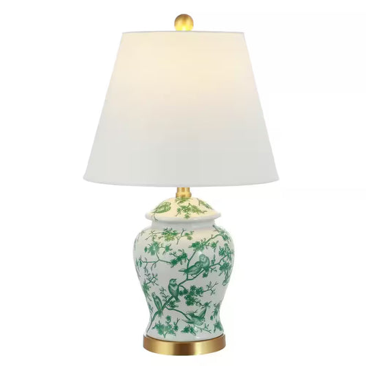 Penelope 22 In. Green/White Chinoiserie Classic LED Table Lamp