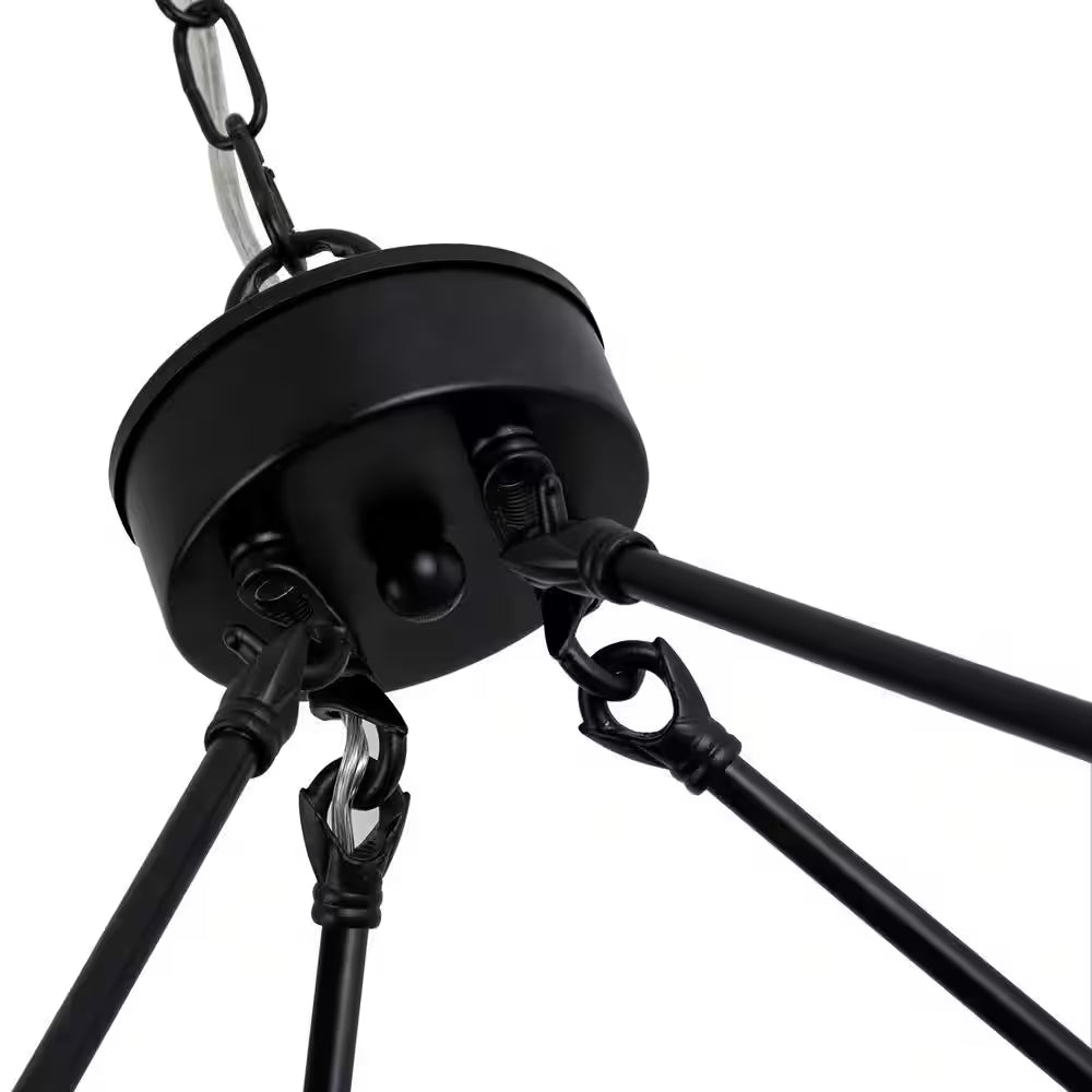 Bismarck 24-Light Black Candle Style Wagon Wheel Chandelier (No Assembly Required for Chandelier Body)