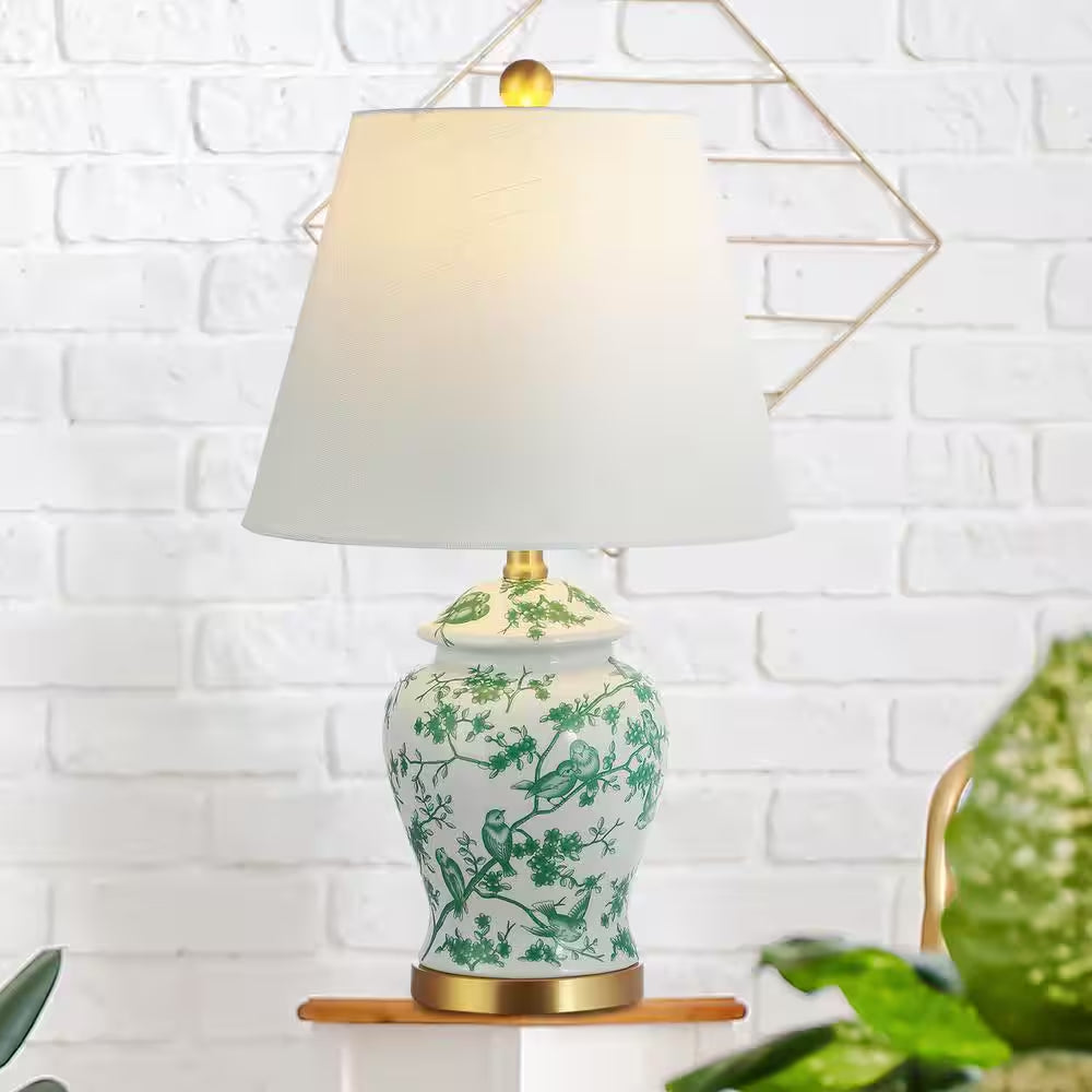 Penelope 22 In. Green/White Chinoiserie Classic LED Table Lamp