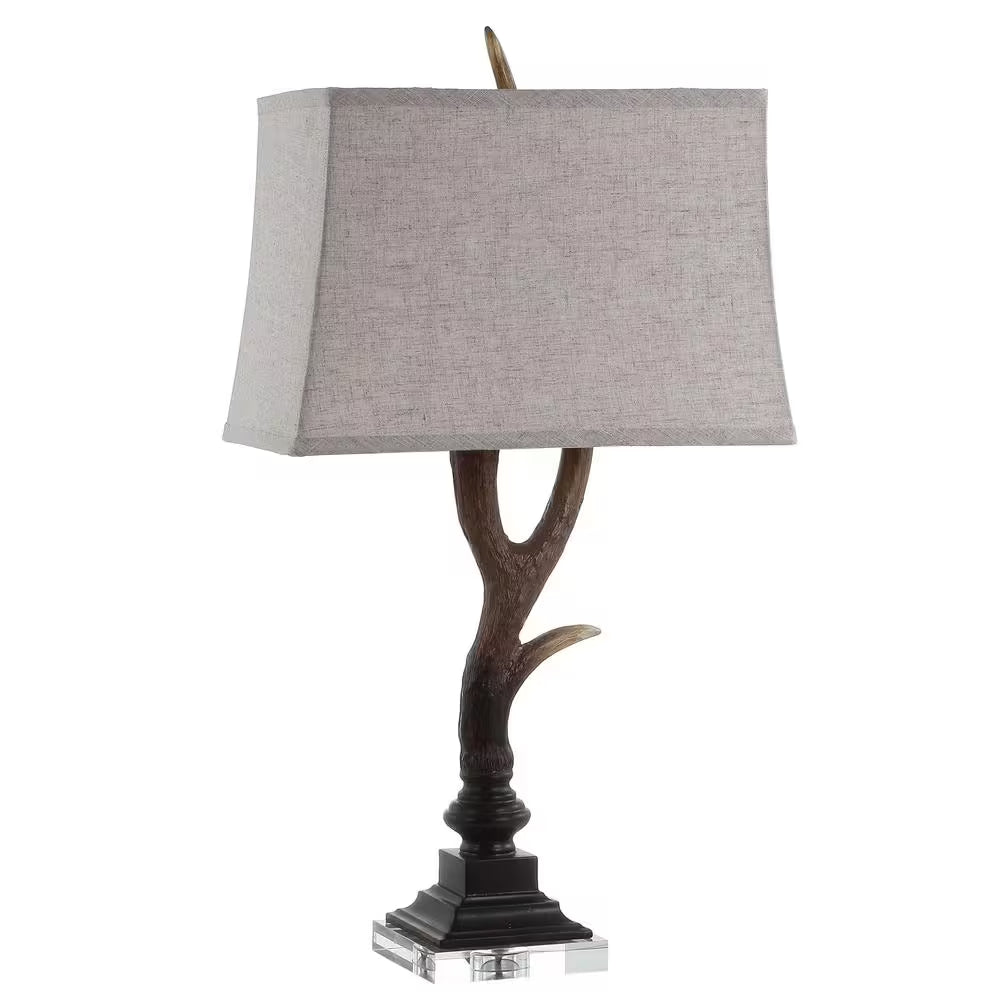 Antler 29.5 In. Rustic Resin/Crystal LED Table Lamp, Brown/Clear