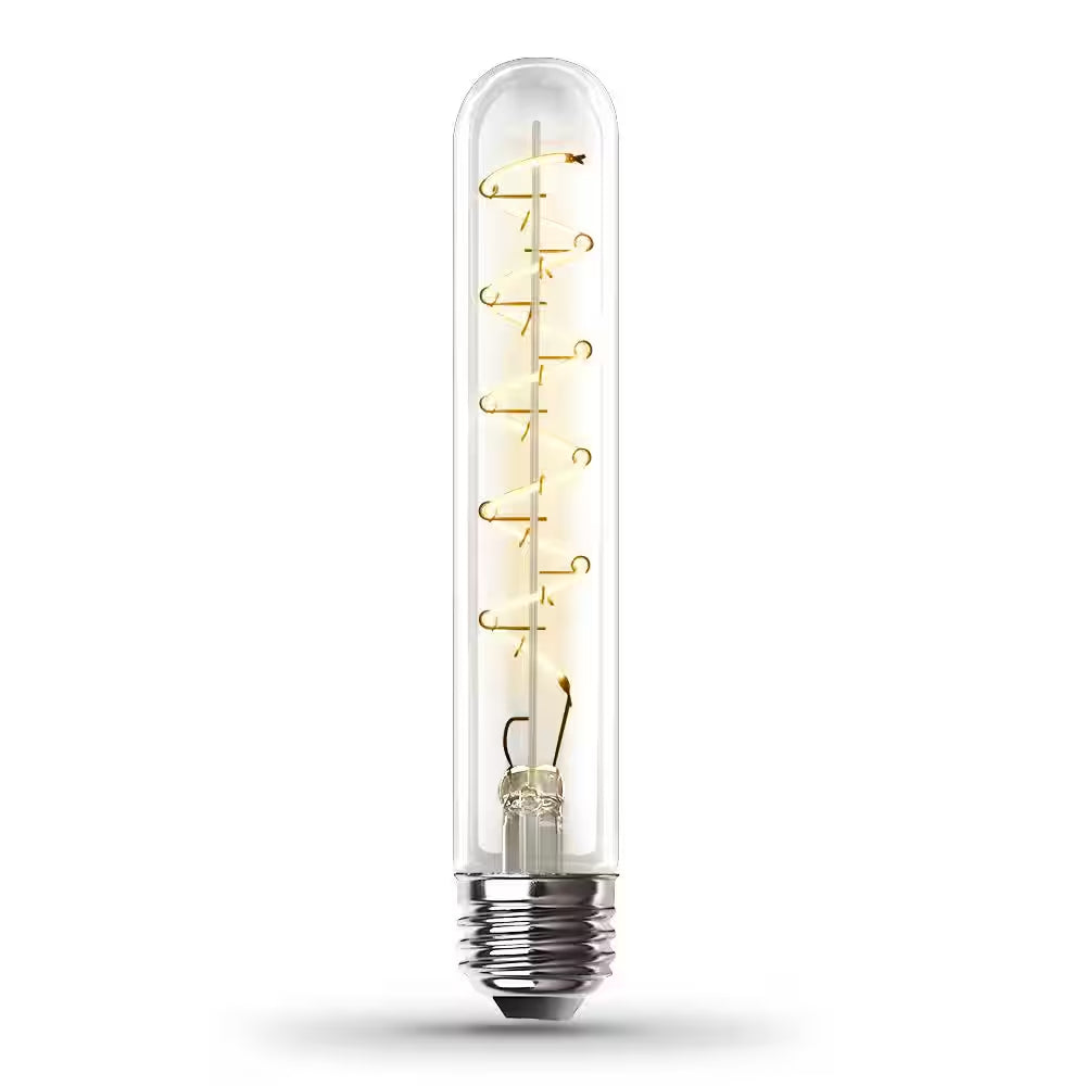 25-Watt Equivalent T10 Dimmable Spiral Filament Large Clear Glass E26 Vintage Edison LED Light Bulb, Warm White (4-Pack)