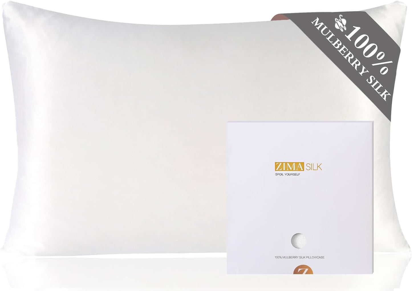 ZIMASILK 100% Pure Mulberry Silk Pillowcase for Hair and Skin Health, Soft and Smooth, Both Sides Premium Grade 6A Silk, 600 Thread Count, with Hidden Zipper, 1Pc (Queen 20''X30'', Taupe)