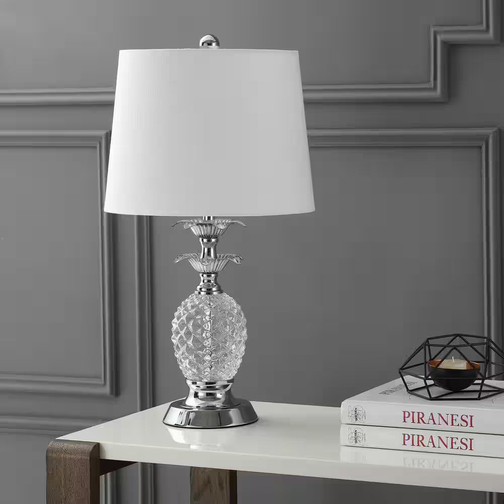 Jane 24 In. Clear/Chrome Glass Table Lamp