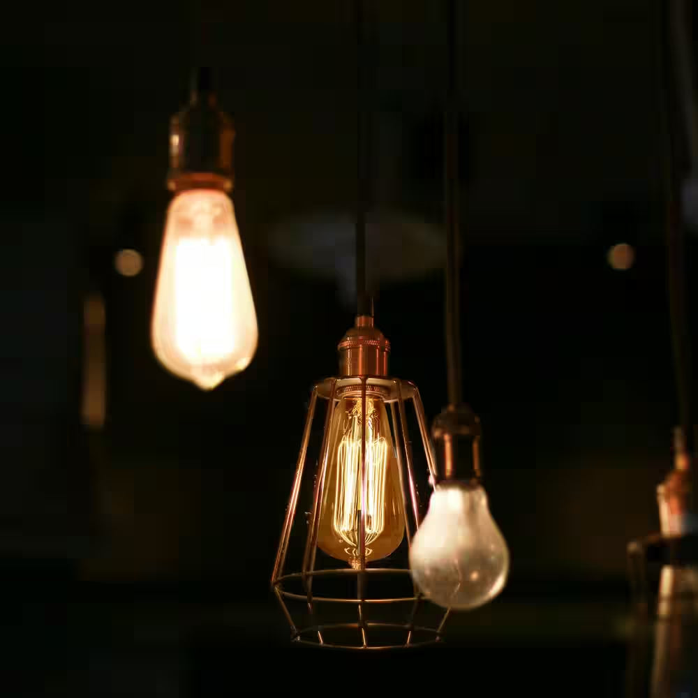 60W Equivalent G63 Dimmable Spiral Filament Oversized Amber Glass E26 Vintage Edison LED Light Bulb, Warm White (3-Pack)