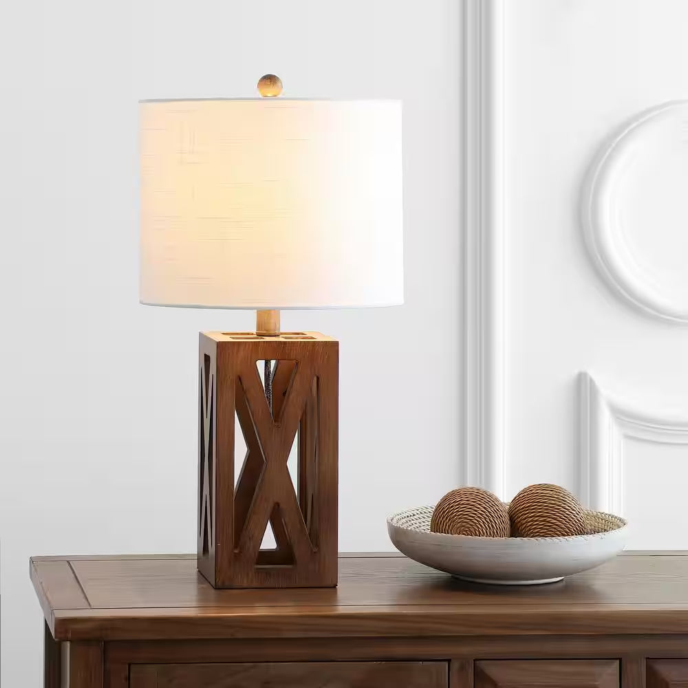 Stewart 21.5 In. Brown Wood LED Table Lamp