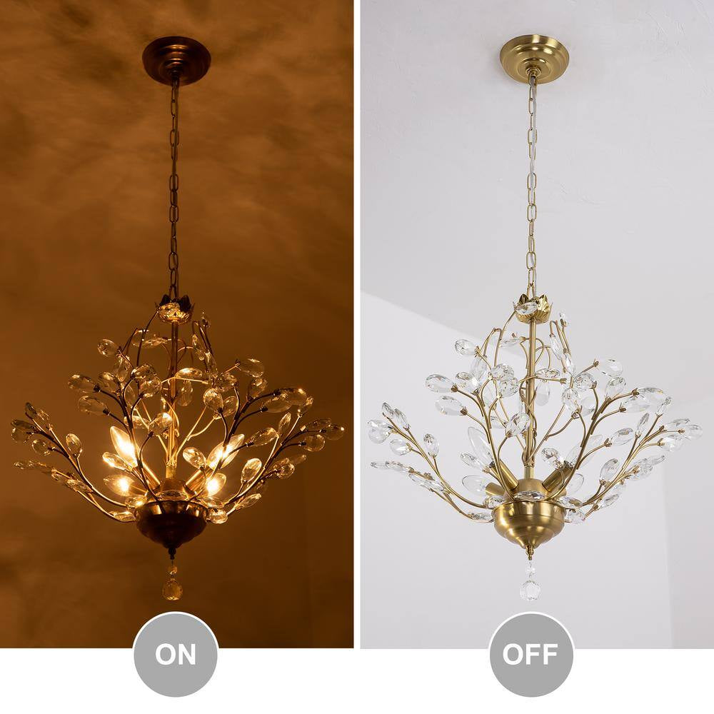 Chicago 4-Light Brass Unique Classic/Traditional Chandelier with Crystal Accents