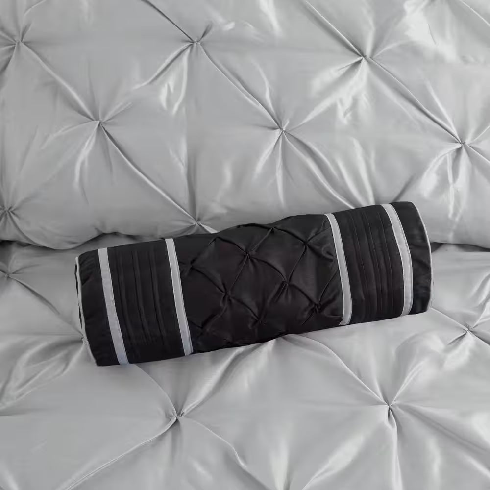 Vivian 7-Piece Grey Polyester Queen Tufted Comforter Set