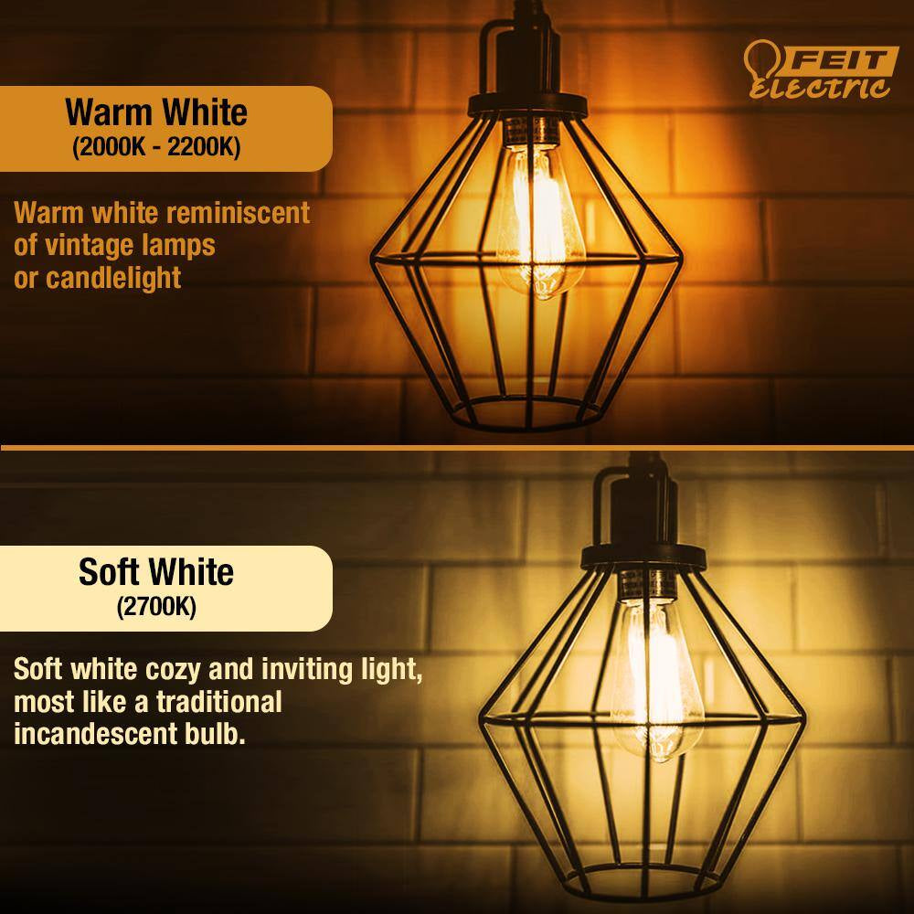 100-Watt Equivalent ST19 Dimmable Straight Filament Amber Glass E26 Vintage Edison LED Light Bulb, Warm White 3000K