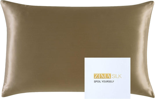 ZIMASILK 25 Momme 100% Pure Mulberry Silk Pillowcase for Hair and Skin Heath, Best Gift Choice, Highest Grade 6A Silk, 900 Thread Count, 1Pc (Standard 20''X26'', Taupe)