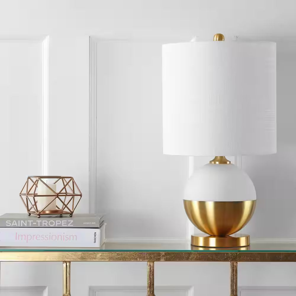 Carr 23.5 In. H White/Brass Ceramic/Metal Table Lamp