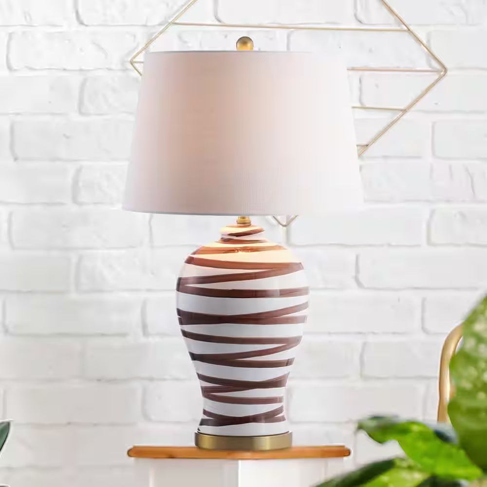 Joelie 29 In. Brown/White Ceramic Table Lamp
