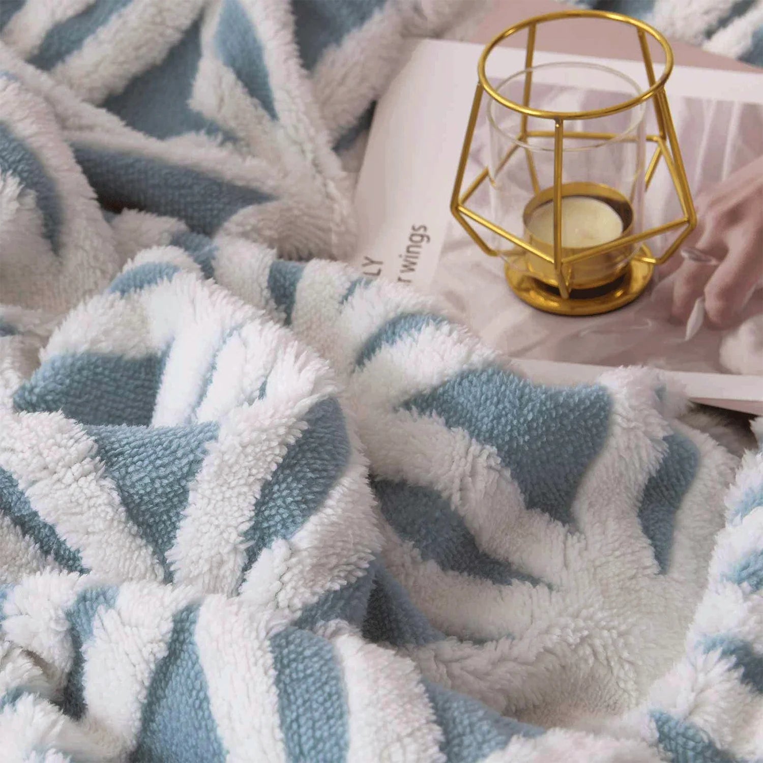 Sherpa Fleece Blanket Soft Plush Throw Blanket Dual Sided Cozy Blankets for Bed Couch Sofa(Light Blue,51"X63")