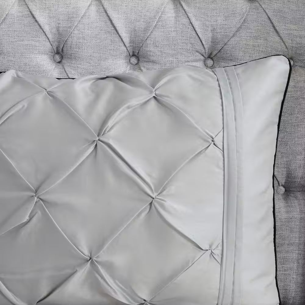 Vivian 7-Piece Grey Polyester Queen Tufted Comforter Set