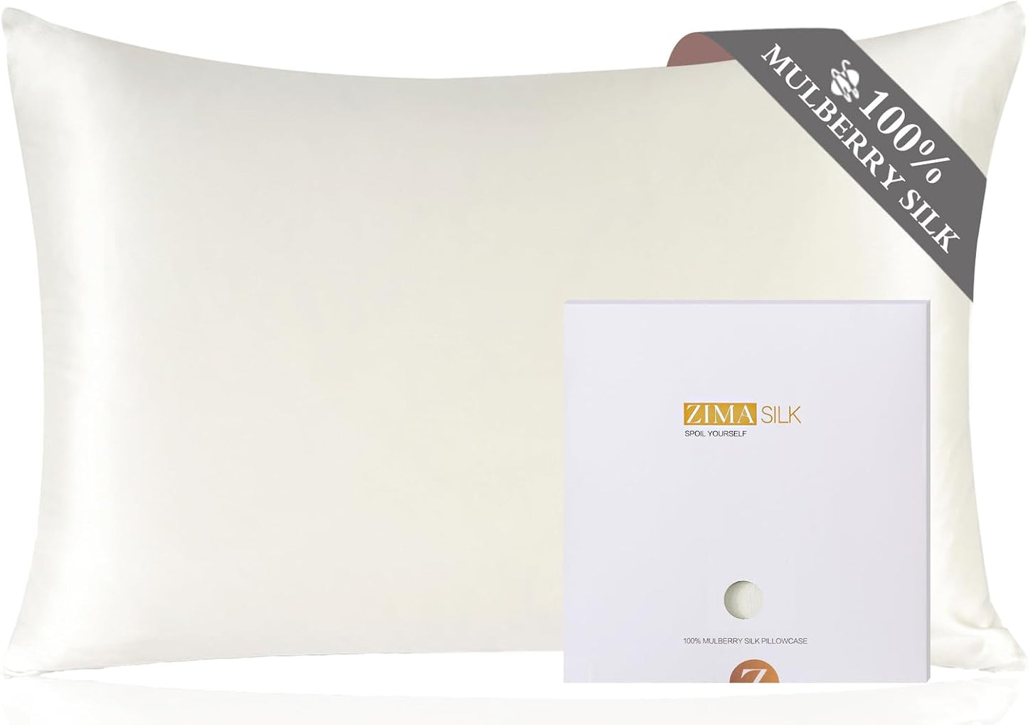 ZIMASILK 100% Pure Mulberry Silk Pillowcase for Hair and Skin Health, Soft and Smooth, Both Sides Premium Grade 6A Silk, 600 Thread Count, with Hidden Zipper, 1Pc (Queen 20''X30'', Taupe)