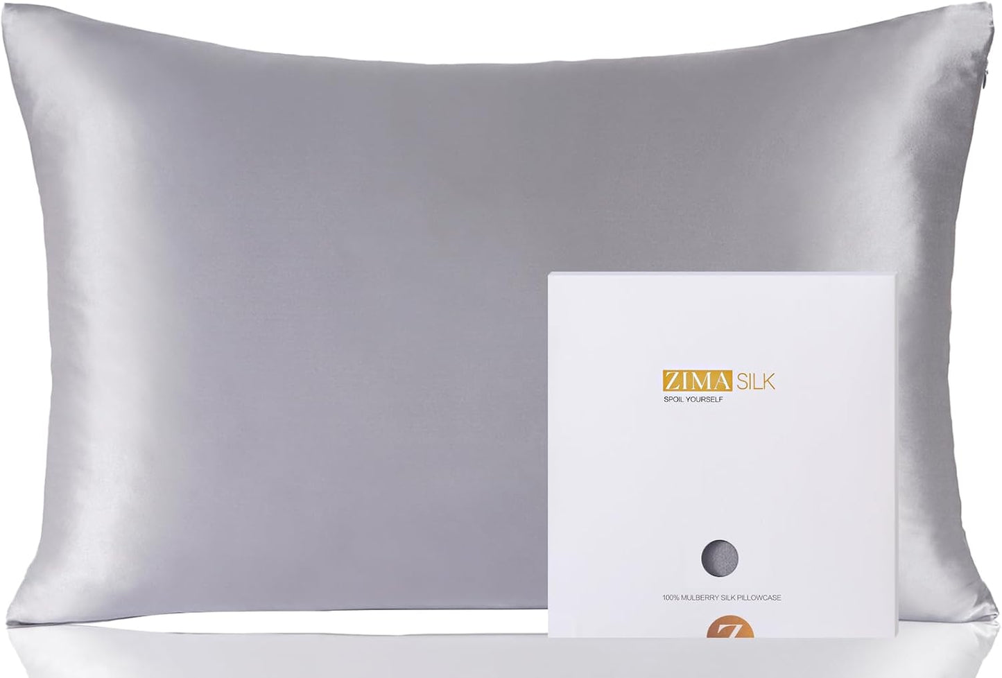 ZIMASILK 100% Pure Mulberry Silk Pillowcase for Hair and Skin Health, Soft and Smooth, Both Sides Premium Grade 6A Silk, 600 Thread Count, with Hidden Zipper, 1Pc (Queen 20''X30'', Taupe)