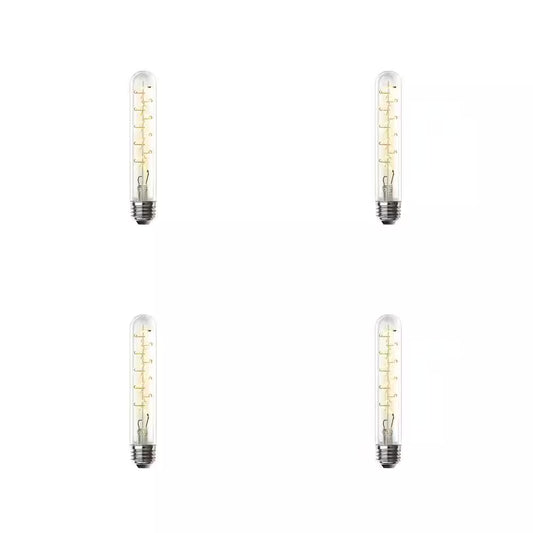 25-Watt Equivalent T10 Dimmable Spiral Filament Large Clear Glass E26 Vintage Edison LED Light Bulb, Warm White (4-Pack)