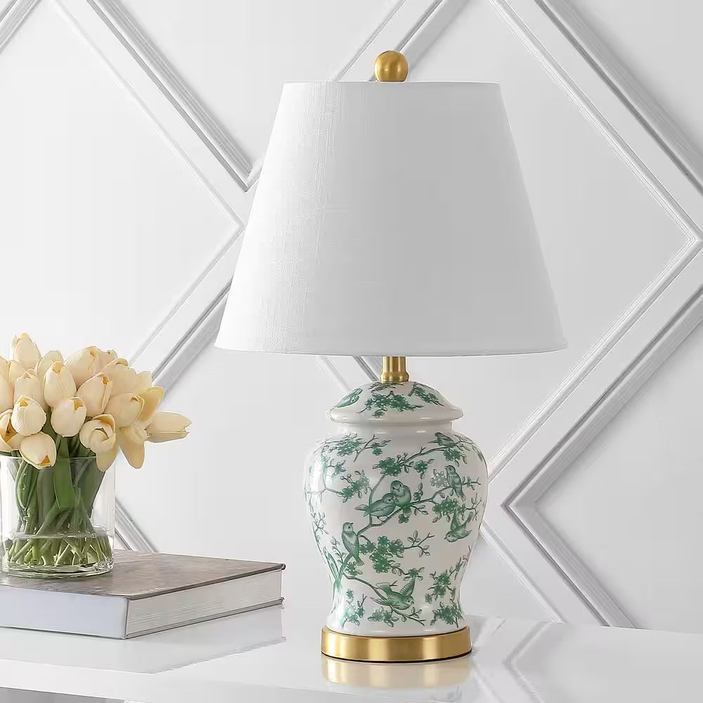 Penelope 22 In. Green/White Chinoiserie Classic LED Table Lamp