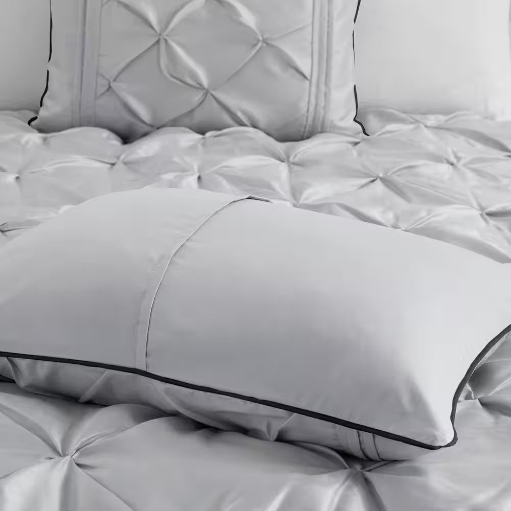 Vivian 7-Piece Grey Polyester Queen Tufted Comforter Set