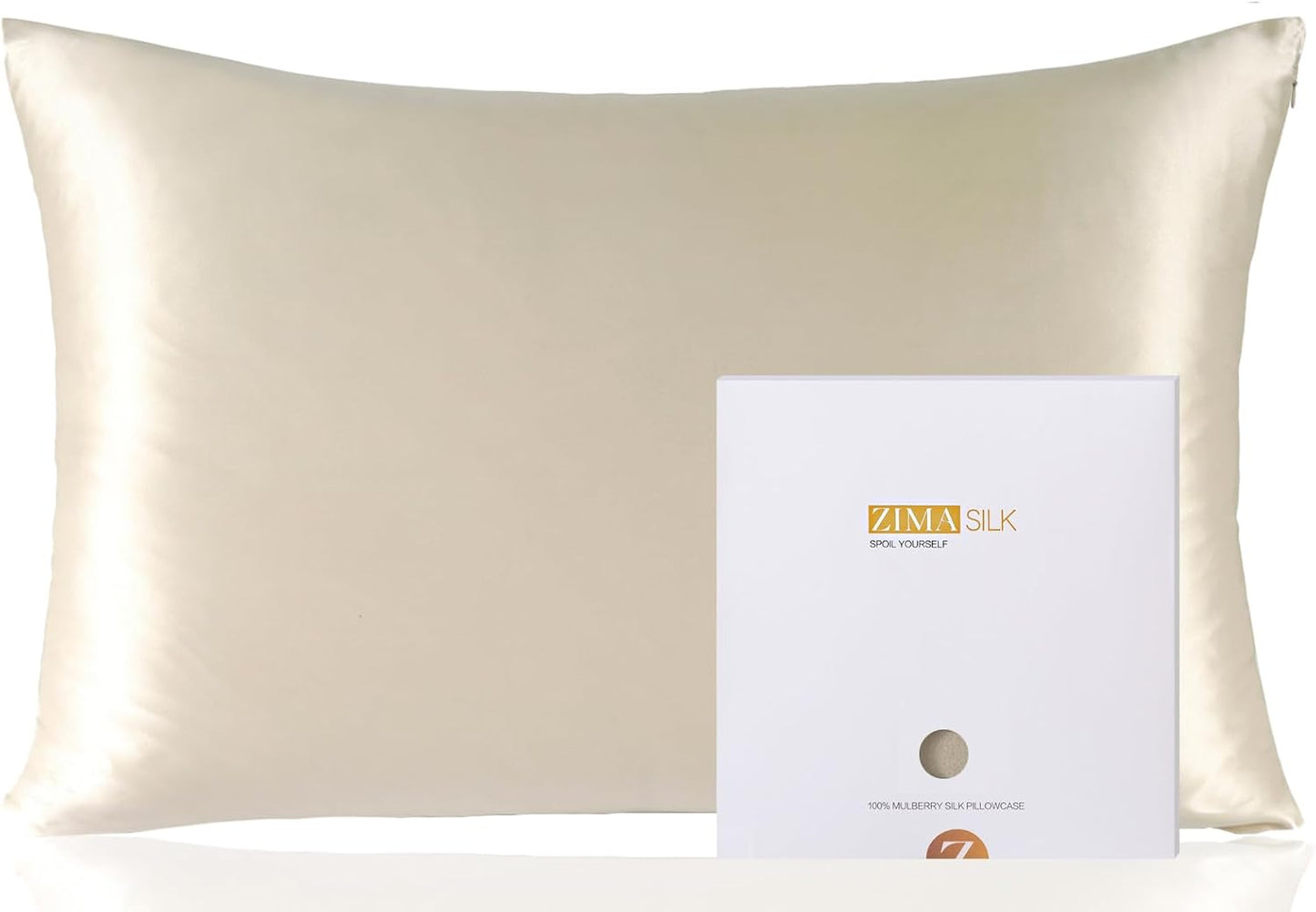 ZIMASILK 100% Pure Mulberry Silk Pillowcase for Hair and Skin Health, Soft and Smooth, Both Sides Premium Grade 6A Silk, 600 Thread Count, with Hidden Zipper, 1Pc (Queen 20''X30'', Taupe)