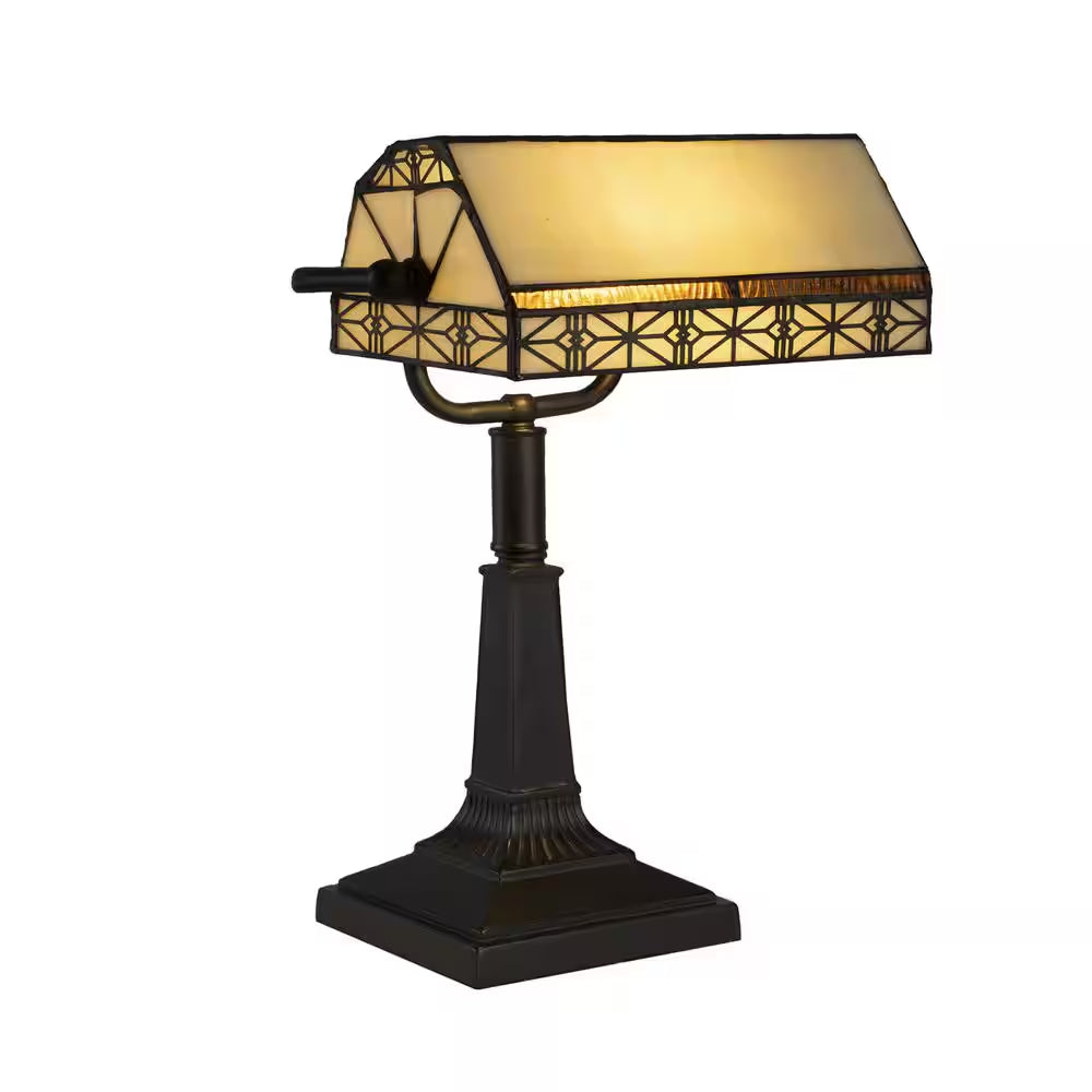 16 In. Bronze Tiffany Style LED Bankers Lamp