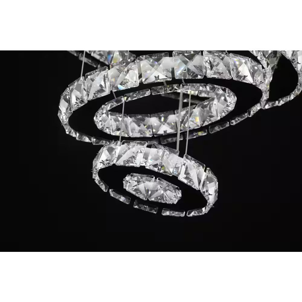 Jefferson 5-Light Clear/Chrome Unique Integrated LED Chandelier with Crystal Accents