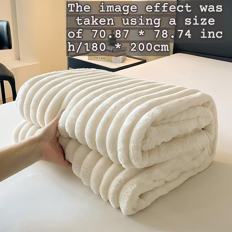 Luxury Cream Faux Rabbit Fur Sleep Blanket - Super Soft, Warm and Cozy, Extra Soft Cozy Baby Blanket for Sofa, Bed, Nursery - Ideal Seasonal Gift, Bed Blanket, Luxury Feeling Extra Soft Cozy Baby Blanket