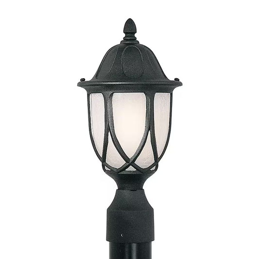 Capella 1-Light Black Cast Aluminum Line Voltage Hardwired Outdoor Wet-Rated Post Light with No Bulb Included