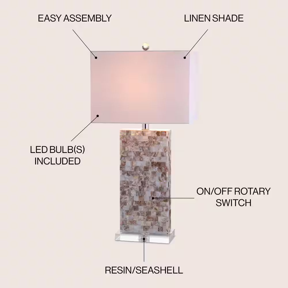 Cannon 29 In. Natural/Clear Seashell and Crystal Table Lamp