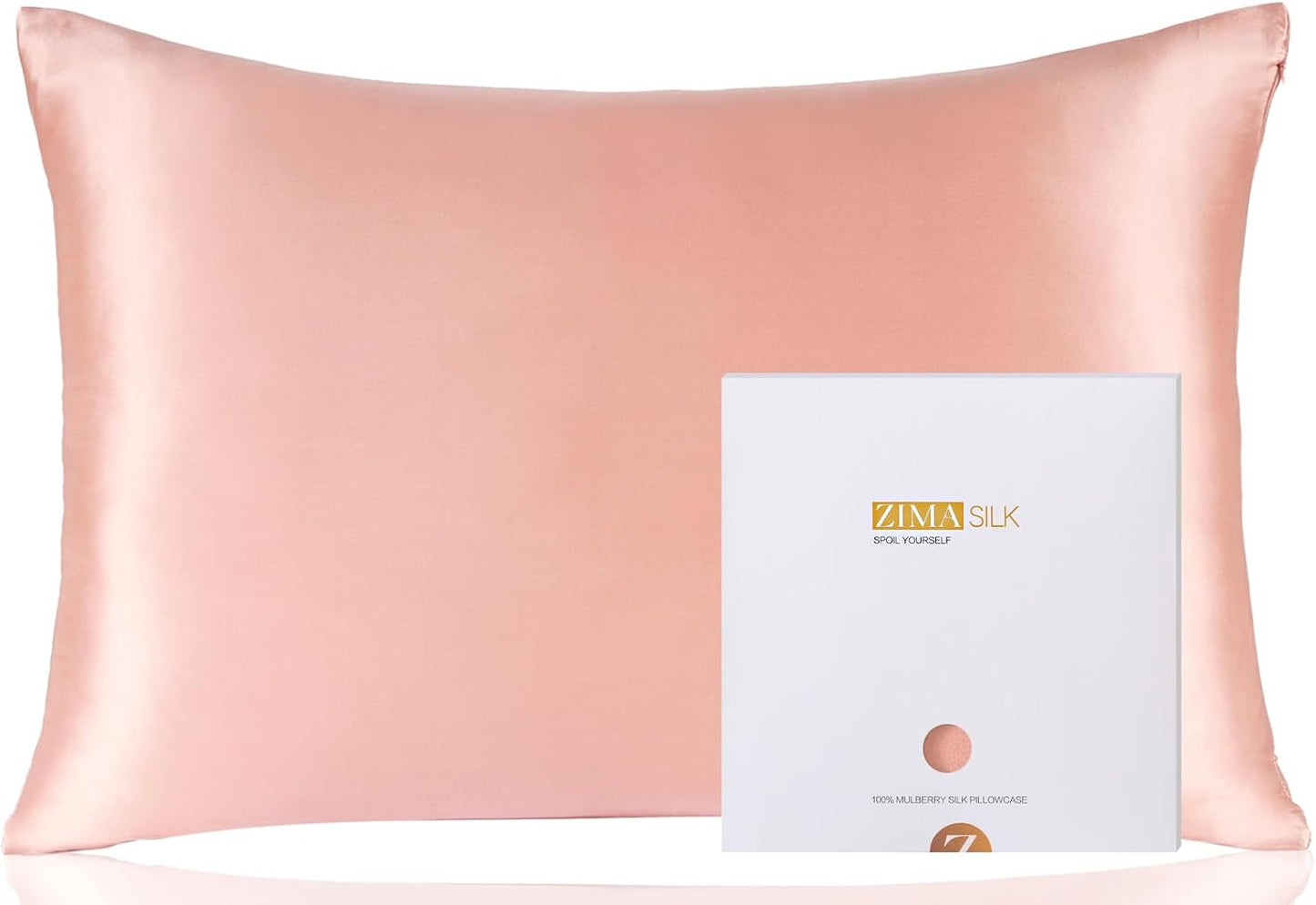 ZIMASILK 100% Pure Mulberry Silk Pillowcase for Hair and Skin Health, Soft and Smooth, Both Sides Premium Grade 6A Silk, 600 Thread Count, with Hidden Zipper, 1Pc (Queen 20''X30'', Taupe)