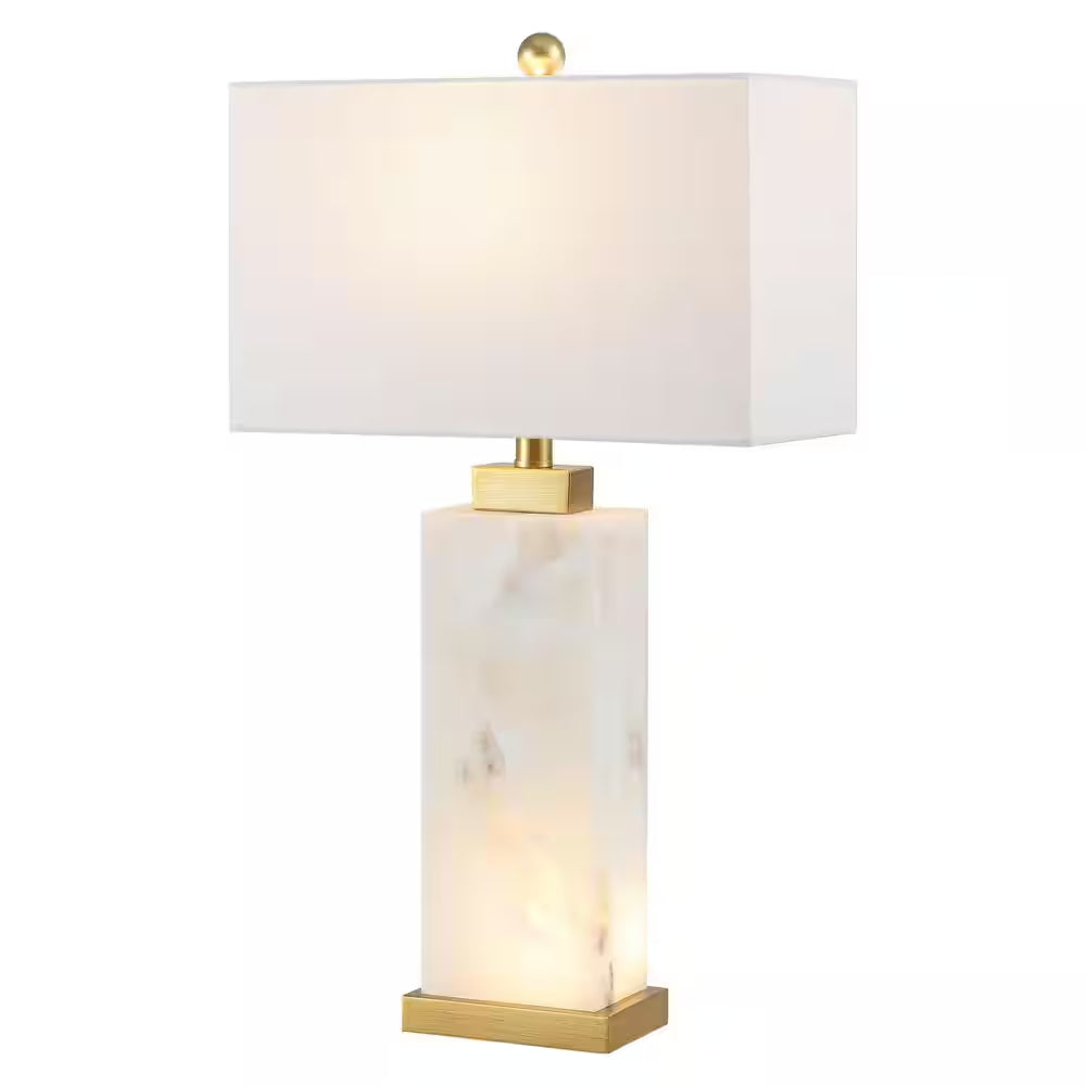 Elizabeth 27.5 In. Alabaster LED Table Lamp, White/Gold Leaf