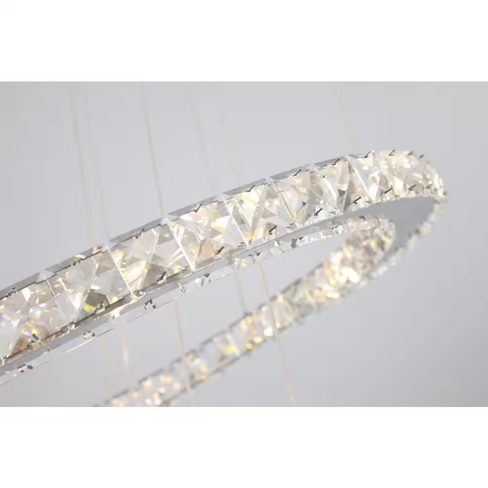 Jefferson 5-Light Clear/Chrome Unique Integrated LED Chandelier with Crystal Accents