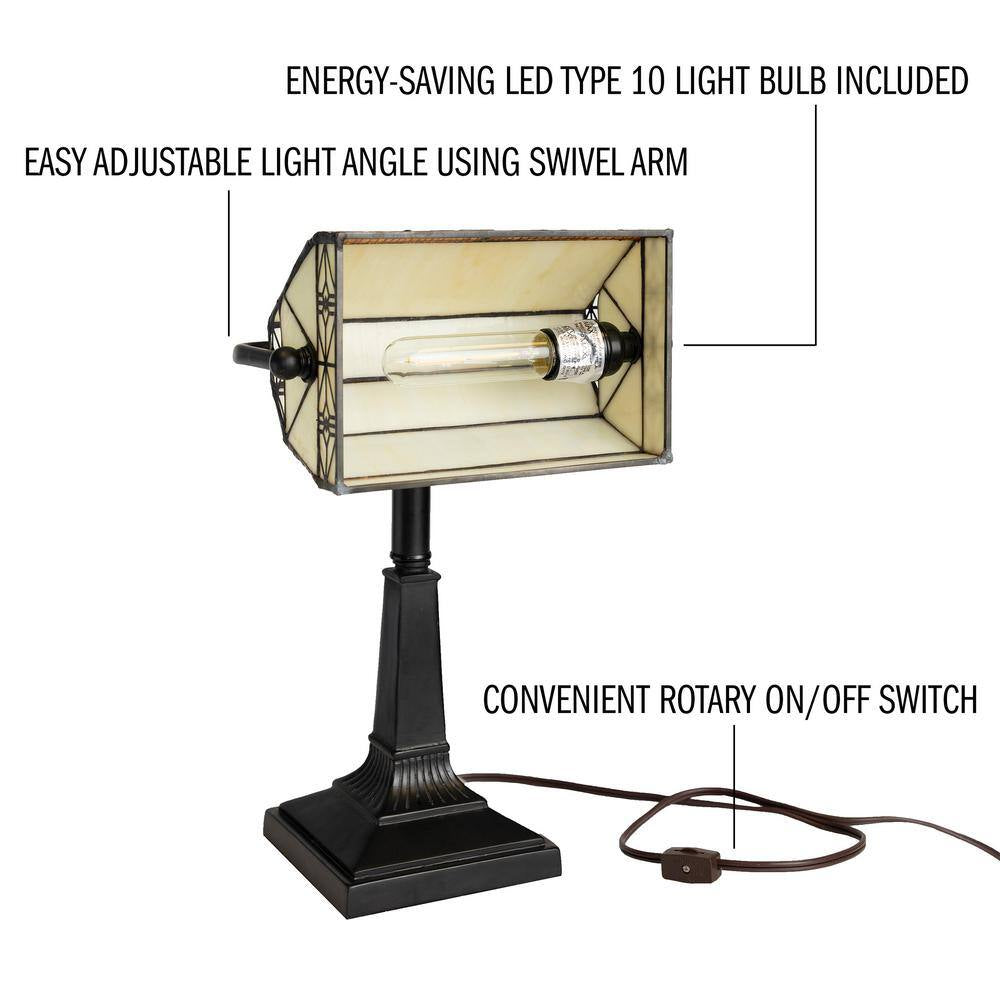 16 In. Bronze Tiffany Style LED Bankers Lamp