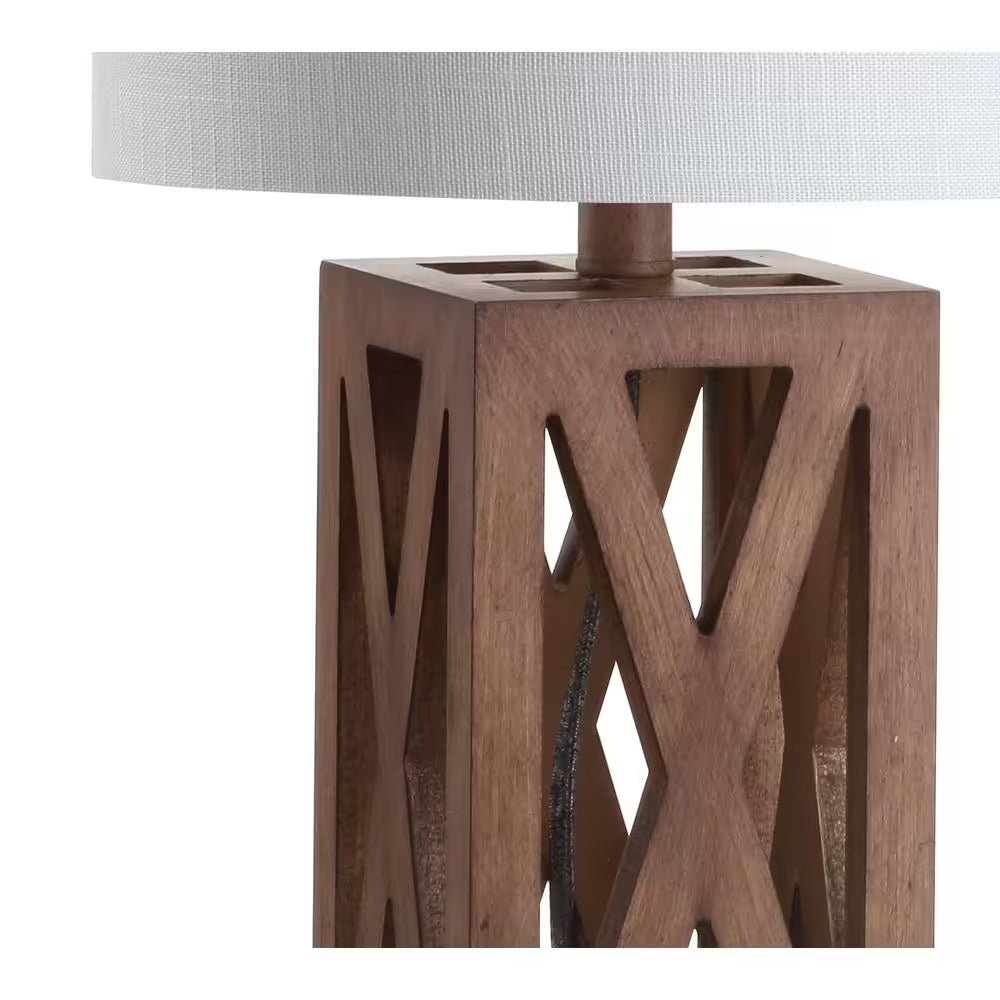 Stewart 21.5 In. Brown Wood LED Table Lamp