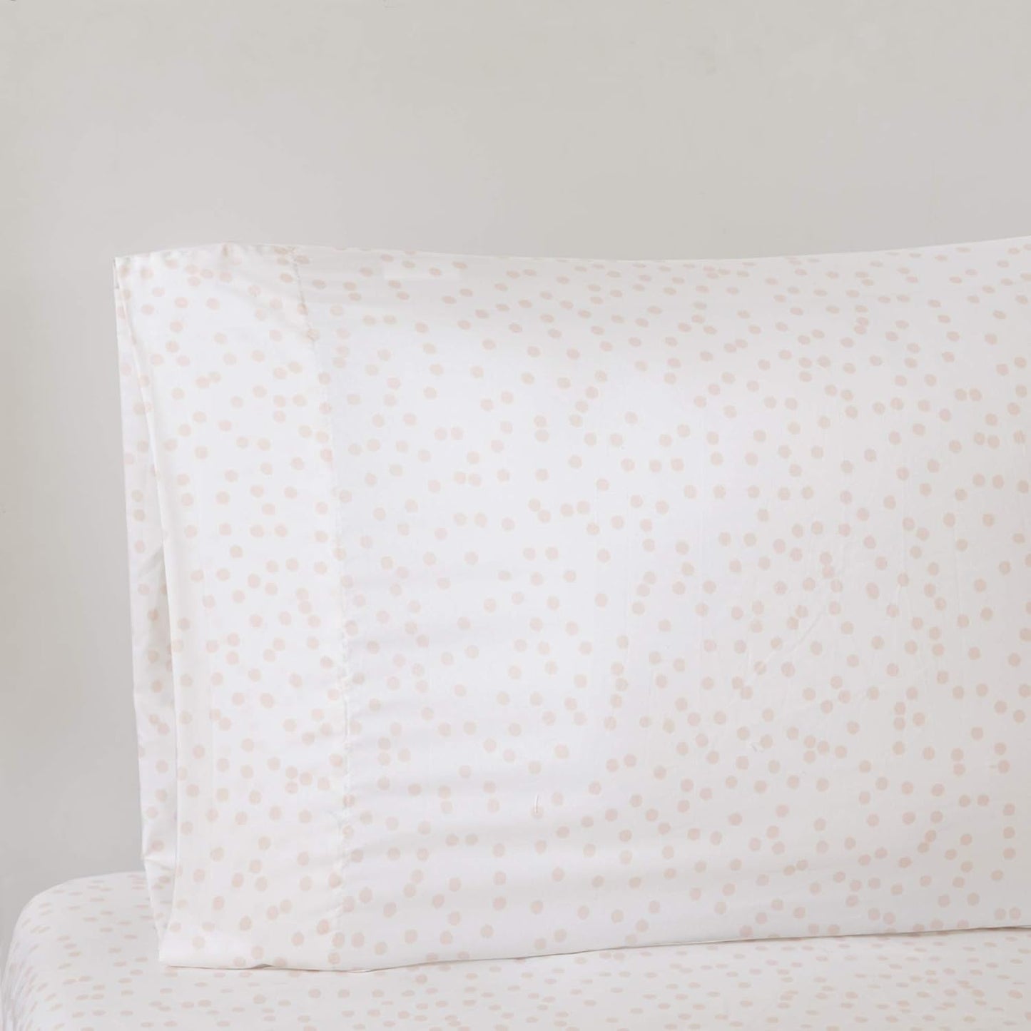 Lorna Complete Bed in a Bag Trendy Metallic Mermaid Scale Scallop Print Comforter with Polka Dots Sheet Set, Teen Bedding for Girls Bedroom, Twin, Blush 6 Piece