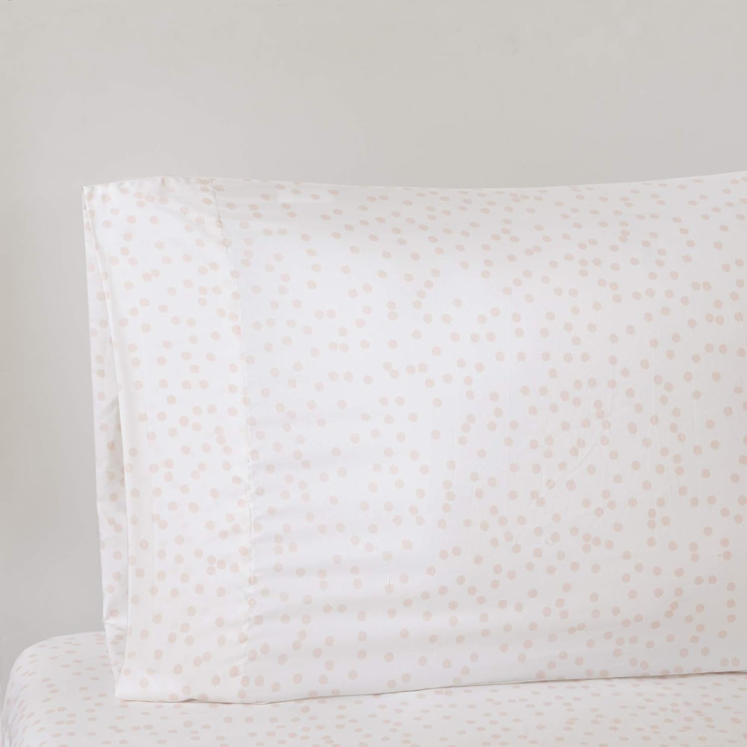 Lorna Complete Bed in a Bag Trendy Metallic Mermaid Scale Scallop Print Comforter with Polka Dots Sheet Set, Teen Bedding for Girls Bedroom, Twin, Blush 6 Piece