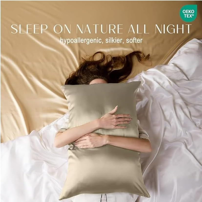 ZIMASILK 100% Pure Mulberry Silk Pillowcase for Hair and Skin Health, Soft and Smooth, Both Sides Premium Grade 6A Silk, 600 Thread Count, with Hidden Zipper, 1Pc (Queen 20''X30'', Taupe)