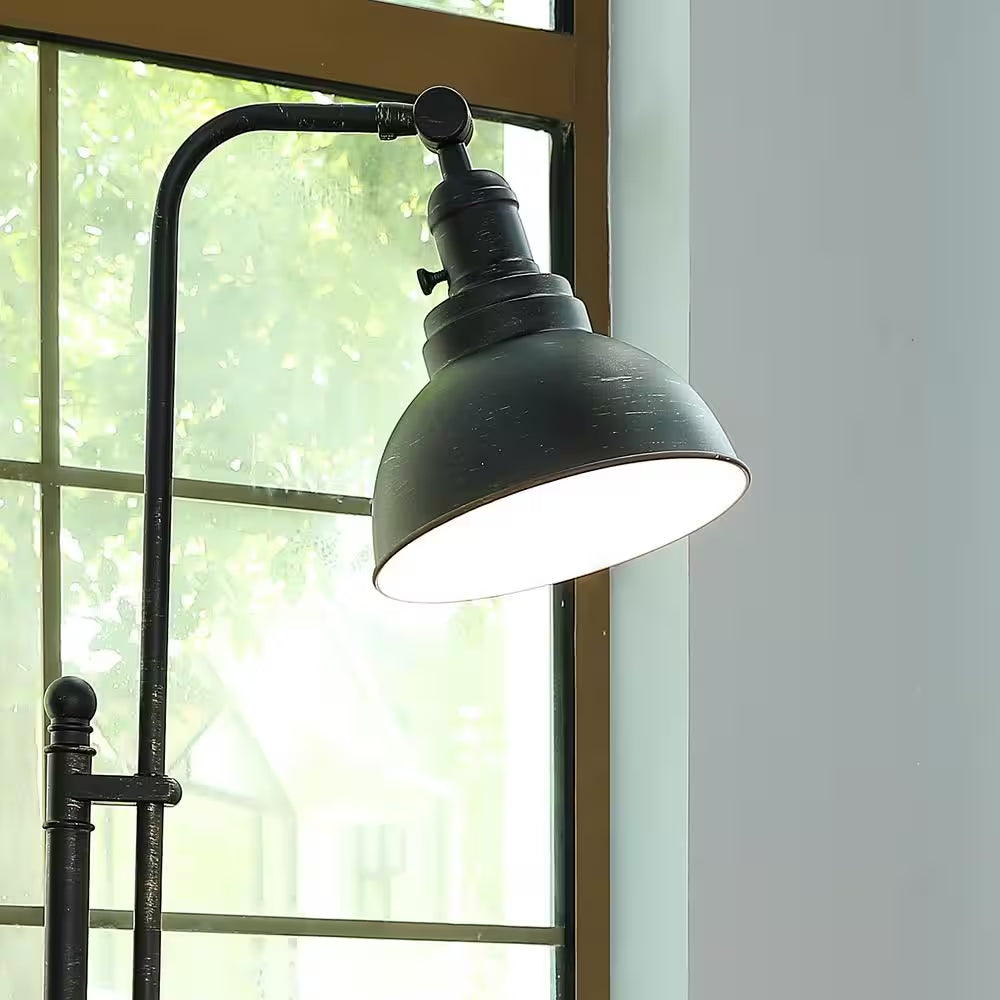 65 In. Adjustable Aged Bronze Industrial Floor Lamp with Metal Shade