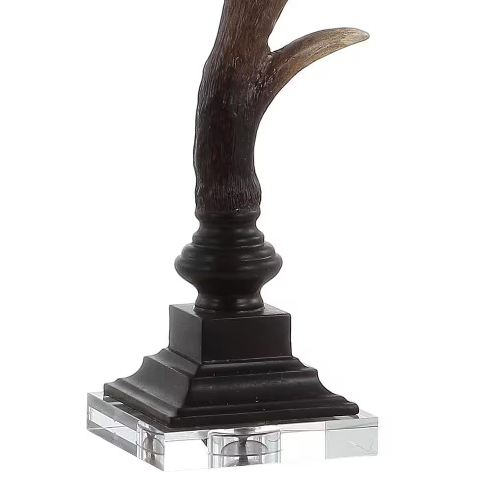 Antler 29.5 In. Rustic Resin/Crystal LED Table Lamp, Brown/Clear