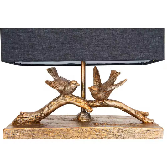 11.5 In. Rustic Gold Bird Lamp with Rectangle Shade