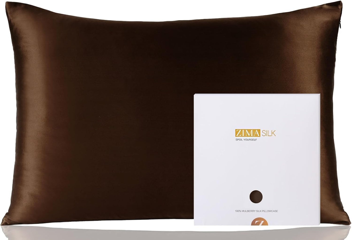 ZIMASILK 100% Pure Mulberry Silk Pillowcase for Hair and Skin Health, Soft and Smooth, Both Sides Premium Grade 6A Silk, 600 Thread Count, with Hidden Zipper, 1Pc (Queen 20''X30'', Taupe)