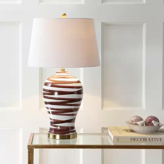 Joelie 29 In. Brown/White Ceramic Table Lamp