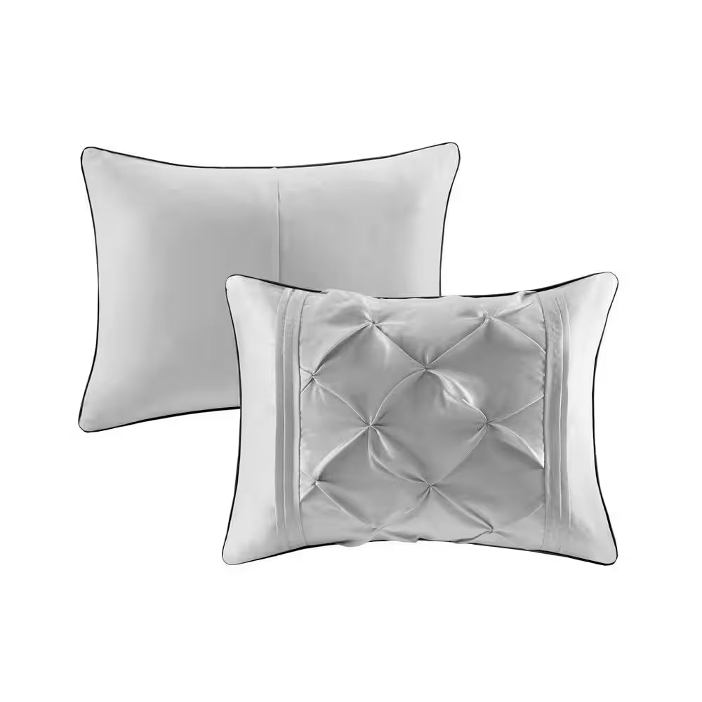 Vivian 7-Piece Grey Polyester Queen Tufted Comforter Set