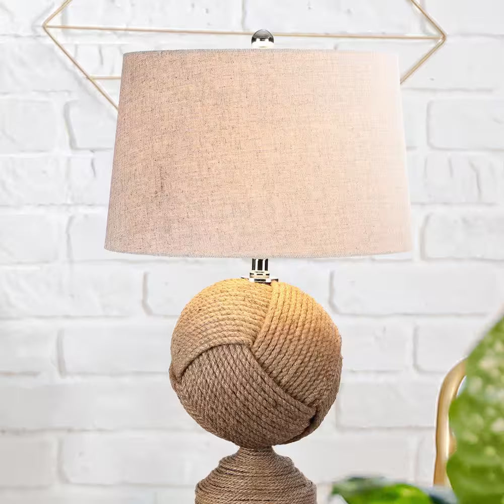 Monkey'S Fist 24 In. H Brown Knotted Rope Table Lamp