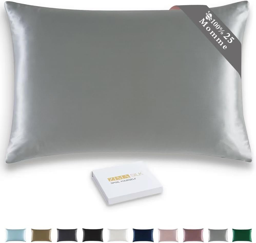 ZIMASILK 25 Momme 100% Pure Mulberry Silk Pillowcase for Hair and Skin Heath, Best Gift Choice, Highest Grade 6A Silk, 900 Thread Count, 1Pc (Standard 20''X26'', Taupe)