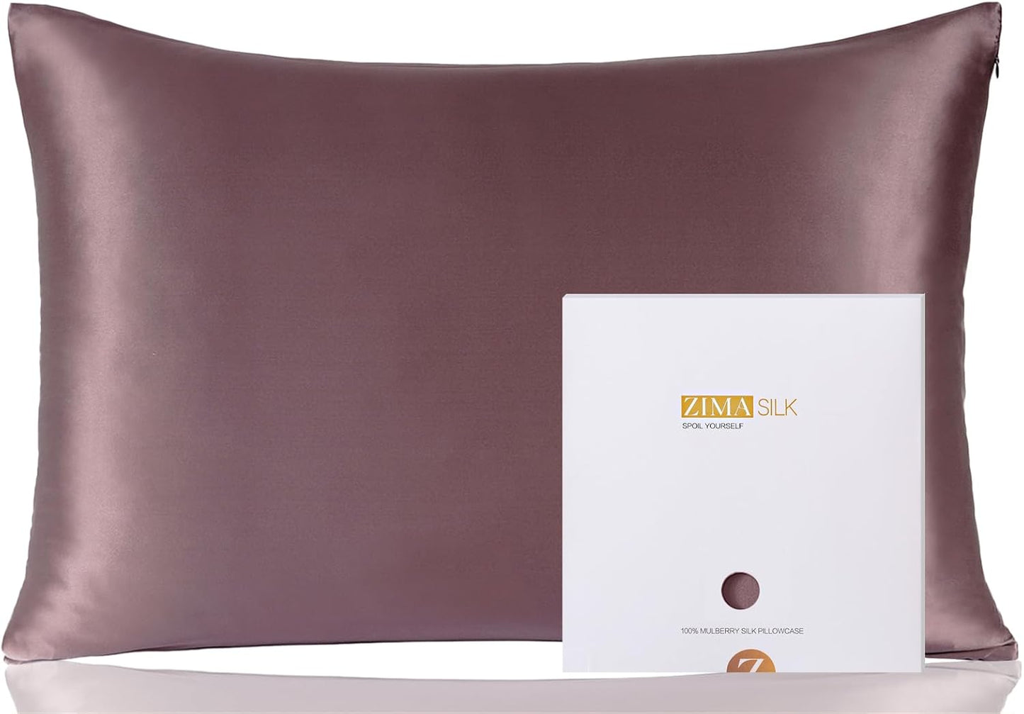ZIMASILK 100% Pure Mulberry Silk Pillowcase for Hair and Skin Health, Soft and Smooth, Both Sides Premium Grade 6A Silk, 600 Thread Count, with Hidden Zipper, 1Pc (Queen 20''X30'', Taupe)