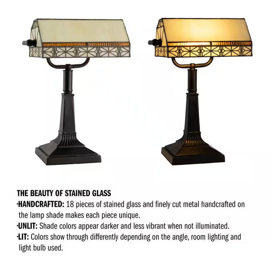 16 In. Bronze Tiffany Style LED Bankers Lamp