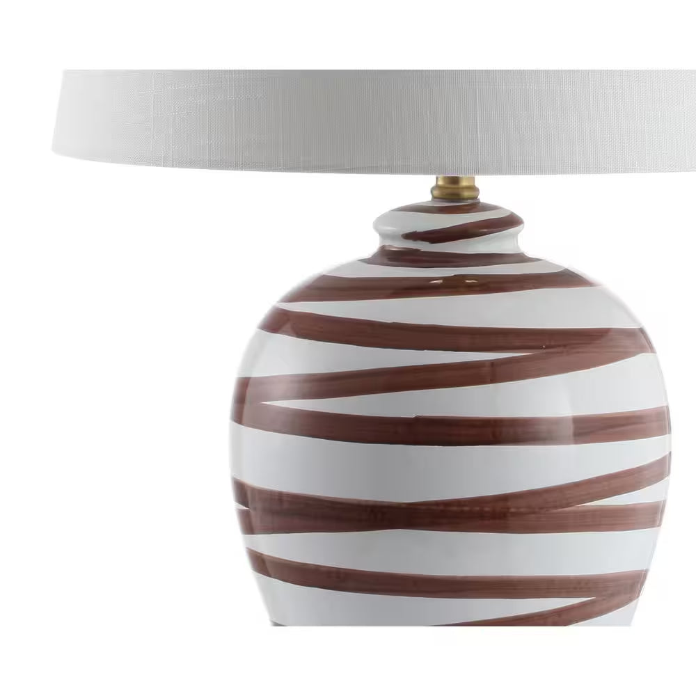 Joelie 29 In. Brown/White Ceramic Table Lamp
